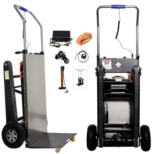 RXFSP 300KG Load Capacity Hand Trucks Heavy Duty, 500W Hand Cart Dolly Electric Stair Climbing Hand Trucks with Rubber Tracks