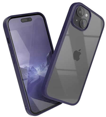 EAZY CASE Clear Hybrid Bumper Hülle kompatibel mit iPhone 15, Handyhülle mit Ultra Aufprallschutz, Stoßfest und Kratzfest, dünne Schutzhülle mit Kameraschutz, Handy Case, Lila