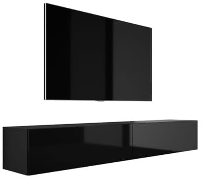 3E 3xE living.com Mobile TV sospeso, D: L: 2 x 100 cm, A: 34 cm, P: 32 cm, NERO OPACO/NERO LUCIDO