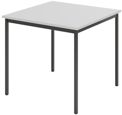 bümö Tisch klein, Multifunktionstisch, 80 x 80 cm in Grau/Schwarz - Beistelltisch, Bistrotisch, Esstisch, Pausentisch, Mehrzwecktisch Tischsystem für Warteraum, Pausenraum & Co.