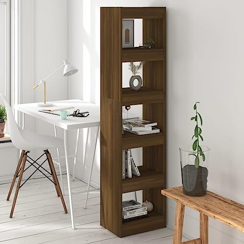 QJBSAVVA Bücherregal, Vorratsschrank Bücherregal Lagerregal Trofast Regal Geeignet für Arbeitszimmer Wohnzimmer Abstellraum Büro Raumteiler Braun Eichen-Optik 40x30x166 cm
