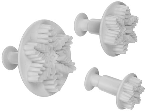 Snowflake Cookie Cutter Snowflake Plunger Cutters Plastic Cookie Fondant Cutters Molds for Cake Topper Decorating Tools 3PCS