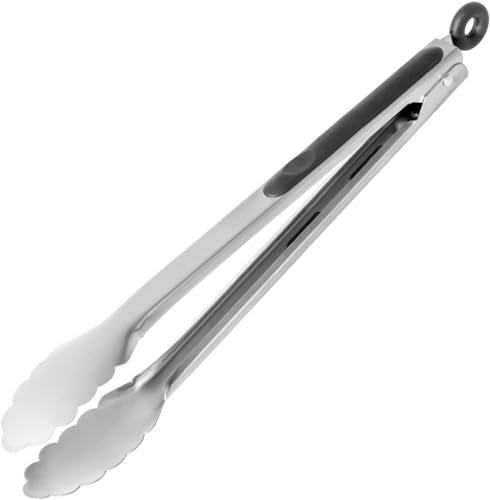 Grillmonkey Grillzange, Extra Lange Küchenzangen, Premium-Edelstahlzange zum Kochen, Grillen, Buffet, BBQ, Grill, Edelstahl (23cm)