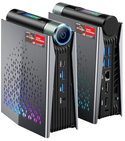 ACEMAGICIAN Ryzen 9 6900HX - AMD Radeon 680M 32GB DDR5 512GB SSD NVMe Mini Computer with RGB Light, WiFi6|BT5.2|Dual-Channel|3 Mini PC Modes | Up to 4.9GHz, AM08PRO