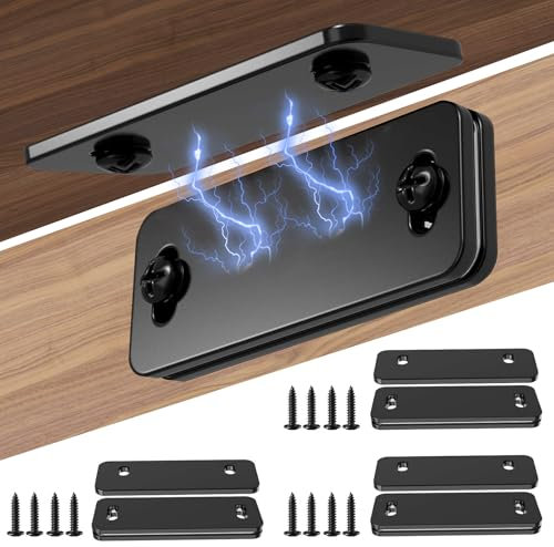Dolenor Ultra Thin Cabinet Door Magnets Catch,Magnetic Door Catch,Cabinet Latch Magnetic Closures for Kitchen Closet and Cupboard Wardrobe (4, Black)