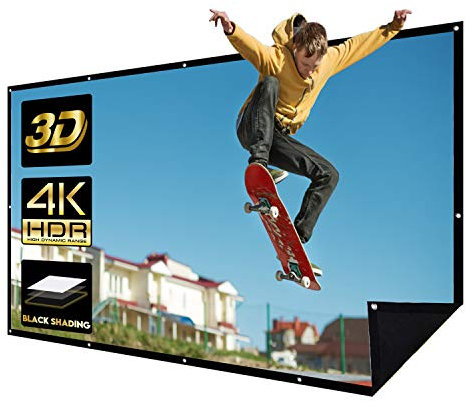 Beamer Leinwand 180 Zoll 16 9 Projektion Leinwand Projektionswand Schwarze Rückseite gegen Lichtdurchlässigkeit 4K HD 3D Filmleinwand Heimkino Wandmontage 20 Loch 1 Seile 20 Haken 1 Tragbar Tasche