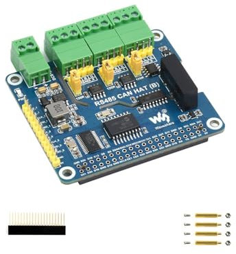 For Raspberry Pi RS485 CAN HAT (B) Isolated 2-Ch RS485 1-Ch CAN SPI Communication On-Board SC16IS752 and SP3485 Chips with MCP2515 Controller CAN Transceiver Multiple Protections