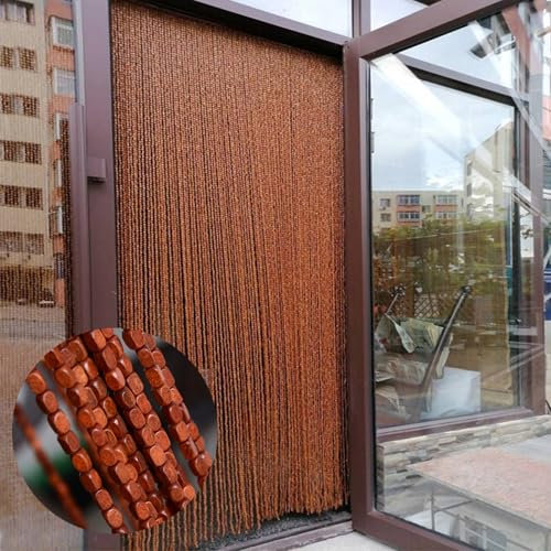 ZHUOZ1T Rideau de Perles en Bois,Rideau de Porte Perles,Rideau en Perles de Bois Séparateur pour Décoration Salon Chambre Bureau,Personnalisable,Largeur×Hauteur (100cm x 150cm(125 brins))