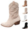 Camperos Texani Donna Invernali Western Tronchetti da Cowboy Cowgirl Stivali Donna Alti con Tacco Stivaletto a Metà Polpaccio Stivali Donna Indianini Stivaletti Tacco Medio Cerniera Scarponcino