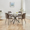DEYARNA HOME Essgruppe 5-Teilig, 100cm Runder Esstisch und 4 Leinen-Esszimmerstühle, Esstisch und Stühle für 4 Personen, 4 Stühle & Tisch für Küche, Esszimmer und Wohnzimmer (Weiß/Schwarz+Schwarz)