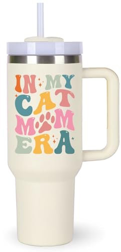 momocici Tasse mit Aufschrift In My Cat Mom Era, mit Griff, 1,2 l Fassungsvermögen, Geschenk für Katzenliebhaber, 1,2 l, Geburtstag, Weihnachten, Muttertag, Geschenk für Katzenliebhaber.
