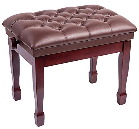 XAoSCd Klavierbank Aus Leder, Luxuriöser Klavierhocker, Klavierbank Aus Massivholz, Keyboardhocker Aus Leder, Hydraulisches Heben Zur Höhenverstellung, Bequem Und Ergonomisch,Red Brown-1