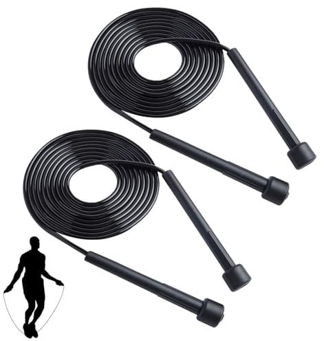 Skipping Ropes for Adults Adjustable Pack of 2, Speed Jumping Rope with Non Slip Handle for Men, Women and Kids,9FT Jump Rope for Exercise Boxing Fitness Training Jumping Gym Workout Fat Burn-Black