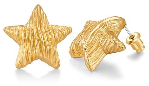 LILIE&WHITE Damen Ohrringe Stern Design In Gold Hypoallergen Farbbeständig Eleganter Ohrschmuck Geschenkidee Für Frauen Geburtstag Jahrestag Oder Valentinstag