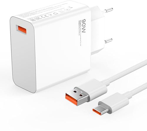 90W USB C Ladegerät Ladekabel für Xiaomi 15 Ultra 14T 14 Ultra 13T 12Pro, Redmi Note 14 Pro 13 12 Poco X6 X7 F7 Pad 7 Pro X5 M6 F6 GT Schnellladegerät mit 6A Typ C Ladekabel 1M Turbo Hyper Netzteil