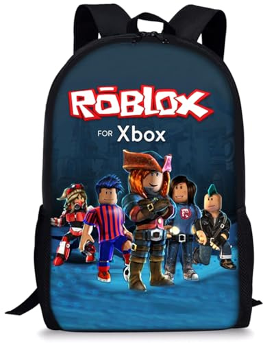 JXBBAAC Robllox Rucksack, Robllox Kinderrucksack 3D Gedruckte Schulrucksack Kinder Rucksack Schultasche Anime Rucksäcke Cartoon Tasche Kindergarten Schultasche Daypack für Kinder
