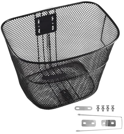 Dickly Bike Front Basket Bike Storage Basket Metal Wire Loading Basket for Shopping Cycling, M with Short Brace