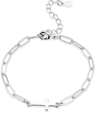 ALEXCRAFT Kreuz Armband Silber 925 Damen Armkette Schmuck Verstellbare Kette Valentinstag Muttertag Geburtstags Weihnachten für Sie Frauen Freundin Mama Geschenke 17+5cm