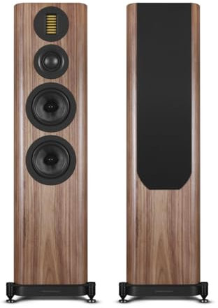 Wharfedale EVO 5.4 Floorstanding Speakers (Pair) – 3‑Way Bass‑Reflex Tower, Dual 6.5″ Kevlar Woofers, Soft‑Dome Mid, AMT Tweeter, SLPP Port Technology (Walnut)