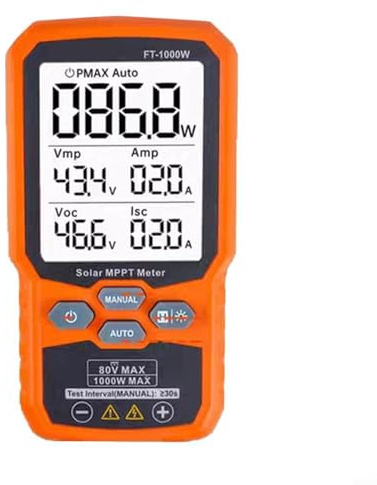 CNANRNANC FT-1000W MPPT Solar Power Meter Photovoltaik Panel Tester Maximum Power Point Tracking Multimeter with LCD Display for Solar System Testing