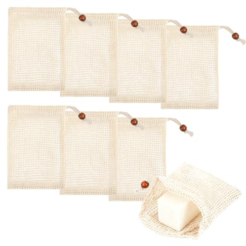 EXIN DEHCEN 8 Stück Sisalsäckchen für Seife, Seifensäckchen 9 cm X 14 cm | Seifenbeutel für Feste Seife Atmungsaktiv, Hautfreundlich, Schnell Schäumend, Seifennetz für Baden, Gesichtsreinigung