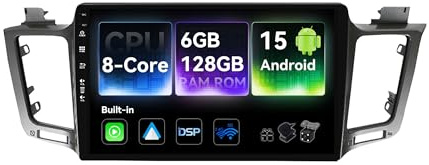 MSD 6G+128G Octa-Core - 10.1 Pulgada Autoradio Pour Toyota RAV4 (2013-2018) | Android 15 GPS Navi Radio | CarPlay Android Auto Dab 4G Dual-Band WLAN Volante DSP | Cámara Mic | 2 DIN
