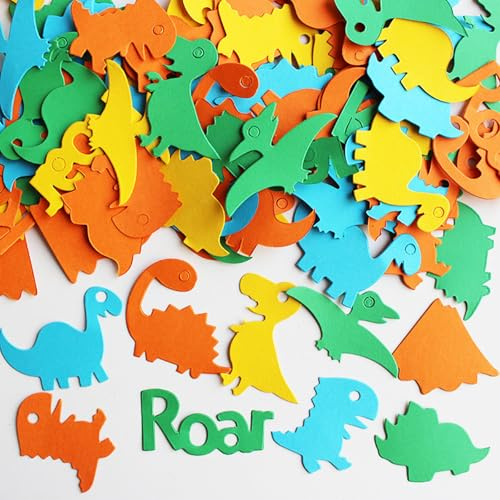 Ovanda Dino Geburtstag Deko, 100 Stück Dinosaurier Konfetti Bunt, Dino Deko Kindergeburtstag, konfetti bunt, Streudeko Geburtstag, Dino Thema Geburtstagstorte Dekoration für Deko Babyparty