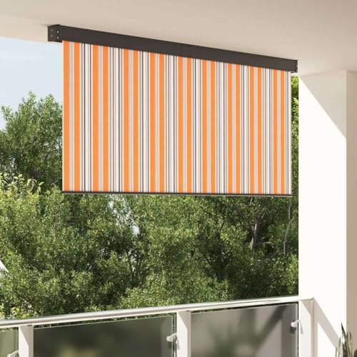 Rollo für den Außenbereich, für Balkon, Garten und Terrasse, UV-beständiges Gewebe und Seilsystem, modernes rechteckiges Design aus Stoff und Stahl mit Pulverbeschichtung,