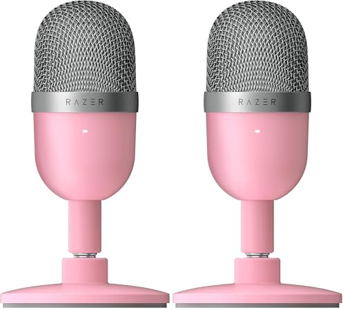 Razer Seiren Mini (Quartz) - USB Kondensator-Mikrofon für Streaming (Kompakt mit Supernieren-Richtcharakteristik, neigbarer Ständer, Integrierter Schockdämpfer) Pink (Packung mit 2)