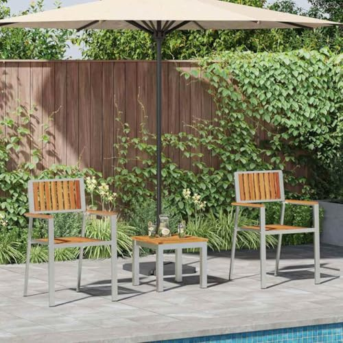 Tonture Garten-ESS-Set mit Kissen, 3-teilig, Braun, Massives Akazienholz, Langlebige Outdoor-Möbel für Terrasse, Balkon, Sitzgruppe