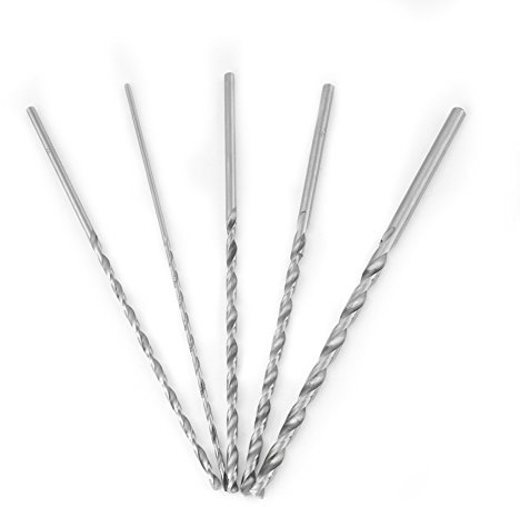 5 Brocas Extralargas, Extra Largas Helicoidales Brocas, Brocas Helicoidales de Acero de Alta Velocidad HSS, 150 mm para Taladrar Madera Aluminio y Plásticos (Diámetro de 2/3/3,5/4/5 mm)