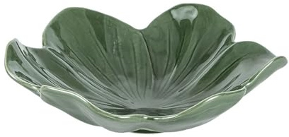 Plato de cerámica retro creativo con diseño de hojas, vajilla fresca para el hogar, color verde oscuro, 9 pulgadas