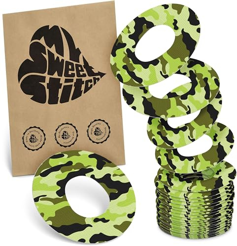 MySweetStitch 25 Ringpatches für Katheter mittel rund Camo | Stabilisiert ablösende Ränder, Mitte bleibt frei, wasserfest und flexibel, bis zu 7 Tage Halt