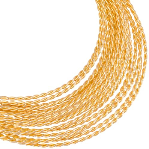 Beebeecraft Filo per Gioielli Intrecciato Calibro 11.5 Lungo (30) cm in Rame Placcato Oro 14K Flessibile Ideale per La Creazione di Gioielli e Lavori Fai da Te.