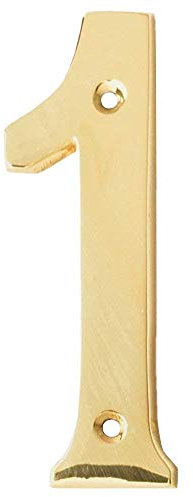 Motif Collection - Numero civico per porta, finitura in ottone lucido, 10 cm, Ottone, Number 1