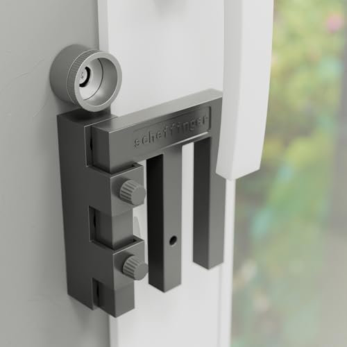 Set Scheffinger EM3 grau und EM3plus Zweihandschloss, Einbruchschutz für Fenster und Türen aus Holz/Kunststoff/Aluminium, hochwertiger massiver Stahl