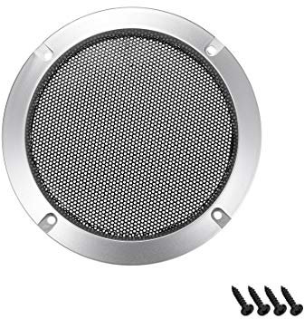 sourcing map 3 Altavoz Rejilla Malla Decorativa Círculo Woofer Guardia Protector Cubierta Audio Accesorios Plata