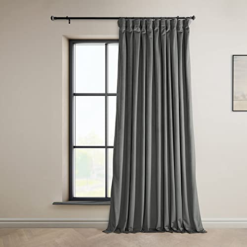 HPD Half Price Drapes VPYC-161213-96-DW Heritage Cortina de extrawide de Terciopelo de Felpa (1 Panel), 100 x 84, Azul Avalon