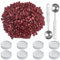 650 Pcs Sealing Wax Beads Sticks Set, Octagon Wax Seal Set with 8Pcs Tea Candles, Wax Melting Spoon, for 2 Wax Seal Stamp, Letter Beads (Wine Red-650)
