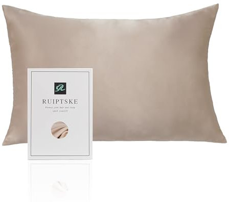 Kissenbezug aus Naturseide, hypoallergen, 22 Momme, 100% Seide, 600 Fäden, mit verdecktem Reißverschluss (Light Champagne, 40x80cm)