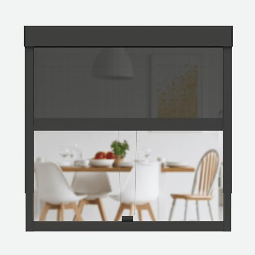 CLIP'N'SHADE Grau - Aussenrollo gegen Hitze, Jalousie, Sichtschutz und Abdunkelung für Fenster, Hitzeschutz Rollo ohne Bohren (Breite: 60 cm, Höhe: 60-90 cm, Transparent)