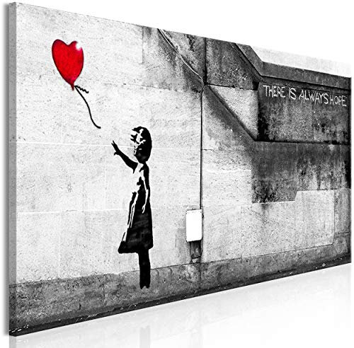 decomonkey Akustikbild Banksy 135x45 cm 1 Teilig Leinwand Modern Bilder Wandbilder XXL Schallschlucker Schallschutz Akustikdämmung Wandbild Deko Leise Mädchen mit Ballon