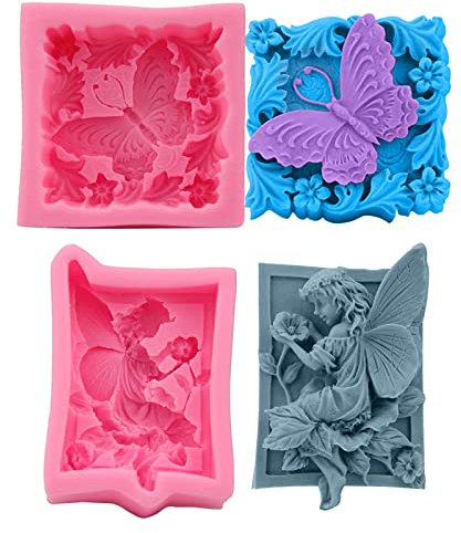 2 Pièces Moule à Savon en Silicone Ange, Muffins Moule à Muffins en Silicone, Papillon Moulles à Savon en Silicone, pour Faire de Savons pour Maison Cuisine