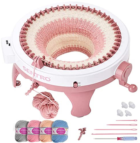 XIRZHIYO Strickmaschine 48 Nadeln, mit Nadelanordnungsgerät Smart Weaving Loom Knitting Doppelstrickmaschine Kit für Erwachsene oder Kinder (C48)