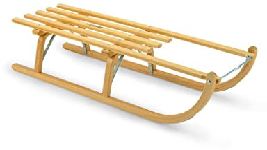 Davoser Holzschlitten mit Schlittenseil - Rodelschlitten - Rodeln - Schlitten - Rodel - Davoser - Sledge - Bob - Winterspaß - Wintersport (90 cm)