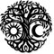 NBEADS Albero di la Vita con Luna e Sole Decorazione da Parete in Metallo, Decorazione da Parete Nera Silhouette Wall Art per La Casa, Camera da Letto, Soggiorno, Cucina, Ufficio, Hotel, 30x30cm