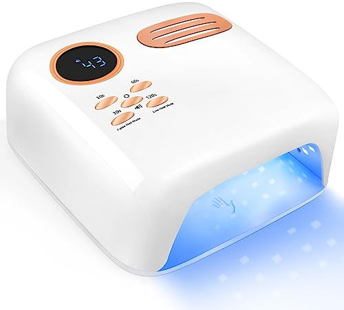 Linssy UV Nail Lamp,72W Professional UV LED Nail Lamp for Gel Nails, Gel UV Led Nail Lamp with 4 Timer Setting,and LCD Display, False Nail Mode
