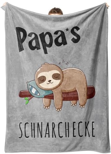 Niyewsor Papa Geschenk Geburtstag Weihnachten, Flanelldecke Geschenke für Papa von Tochter Sohn, Geburtstagsgeschenk für Papa, Bester Papa Geschenke für Weihnachten (Grau,157 * 132cm)