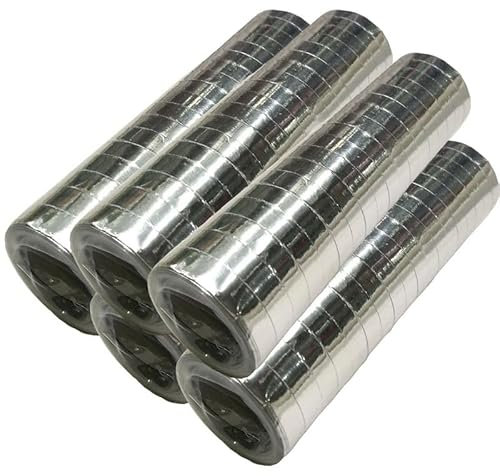 Luftschlangen Papier bunt Party Deko Geburtstag Hochzeit Set holografisch, Stück:5 Stück, Luftschlangen:Silber metallic