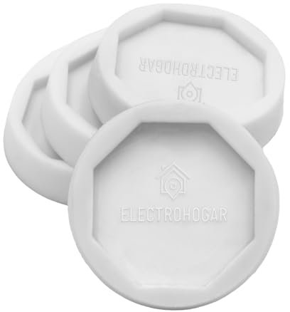 ELECTROHOGAR Amortiguador Lavadora Universal Antivibración | Almohadillas Compatibles Con Bosch, Balay, Siemens, AEG, Electrolux Y Más | Protección Del Suelo | Base Antideslizante (Blanco)